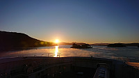 Sunrise on the ferry at Halhjem