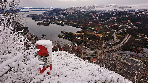 The trig marker north of Orretua with Høgstefjellet and Veten to the right