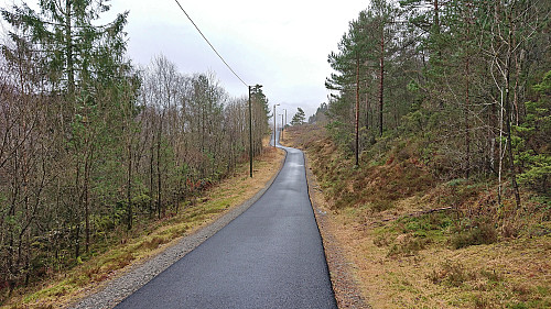 The paved hiking path from Gjesthaugen to Breistein
