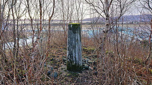 The trig marker at Lilandshaugen with Flesland airport in the background
