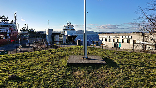 The trig marker at Bergenhus festning