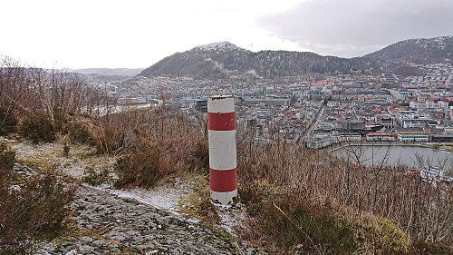 The trig marker at Skansen with Løvstakken in the background