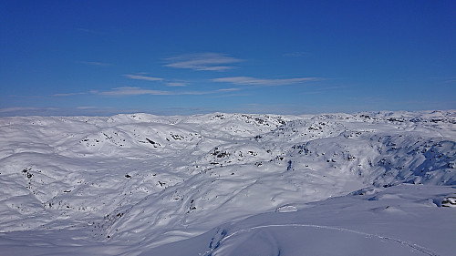 Gråsida from Kringdalsnipa with Blåfjellet to the left and Byvasshovden to the right