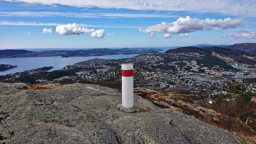 The trig marker at Austefjellet with Geitanuken in the background right