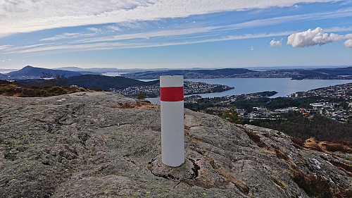West from the trig marker at Austefjellet with Lyderhorn to the left