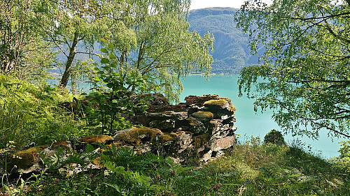 Traces of human activity with Lustrafjorden in the background