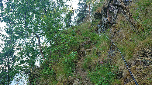 Reascending the steep section with railing