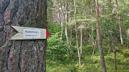 Sign towards Radiohola i Vakabergsuro