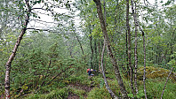 Petter ascending the steep trail