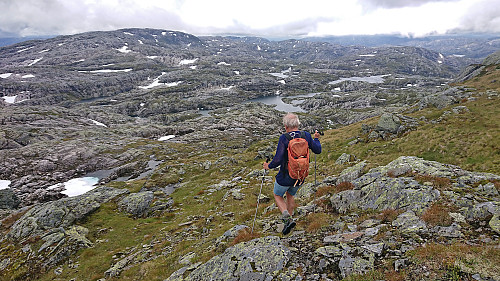 Starting our descent from Eldhusfjellet