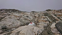 Trail marker at Olsskavlen (see text)