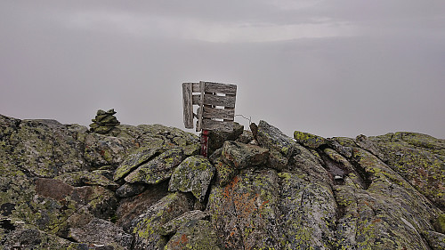 The remains of the trig marker at Horndalsnuten