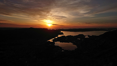 The sunset from the descent from Ulriken Vest