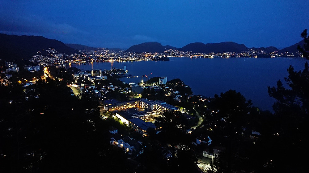 Towards the Bergen city center from the trig marker at Furukammen