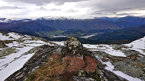 The summit of Kjerringafjellet with Ulvik in the background