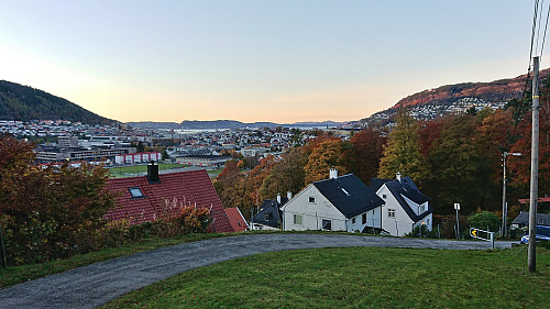 The Bergen city center from just below the highest point at Langhaugen