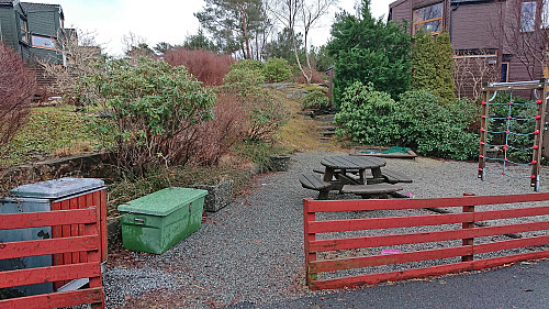 The small playground northwest of the trig marker