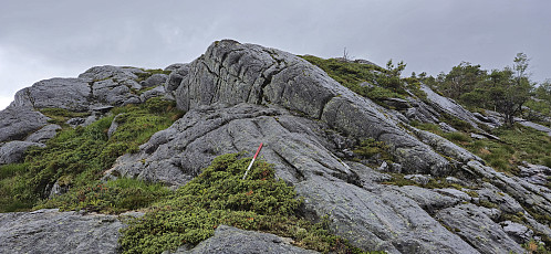 Trail markers appearing just south of the summit