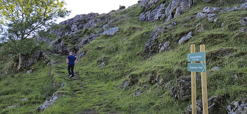 Leaving the gravel road to ascend to the summit