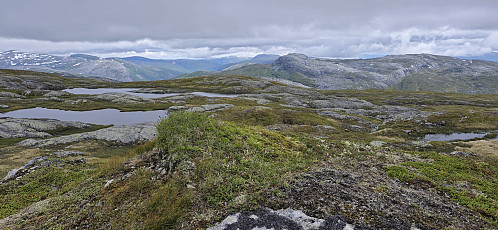 The highest point at Hamlagrøhornet with Kjerringfjellet in the background