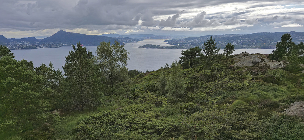 Towards Lyderhorn and Askøybroen from Ørneberget