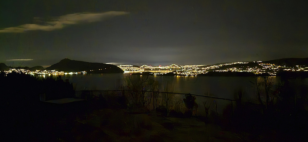 Lyderhorn and Askøybroen from Hellen festning