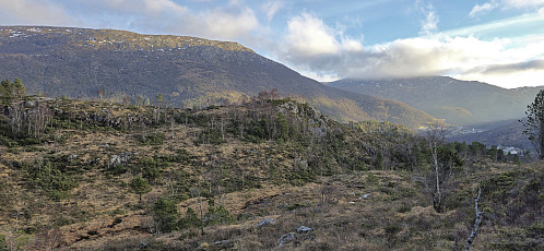 The higher eastern summit at Tangelandsheiane from the western summit