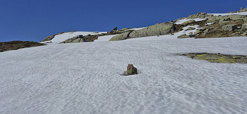 Following the marked trail towards the summit