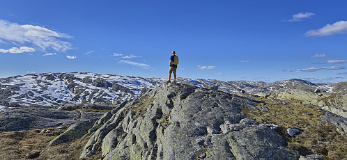 Endre at the summit with Storfjella in the background