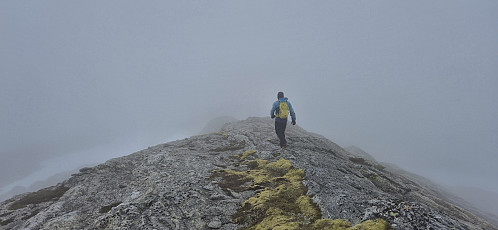 Endre descending from the summit