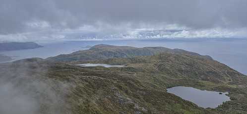 Partial sea views during the descent from Veten