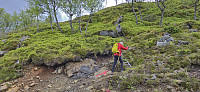 Marked route to the ridge