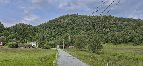 Looking up at Huseberget from Hitland