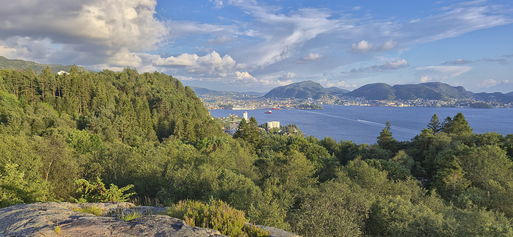 The Bergen city center from above Hellen festning with Furukammen to the left