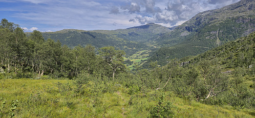 Following the marked trail towards the paved road in Krossdalen