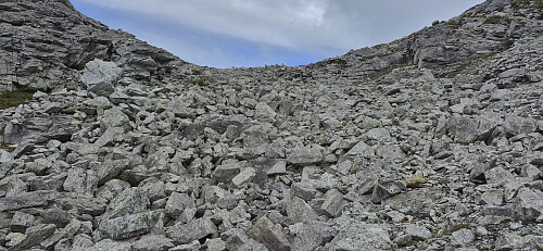 Looking back at the second field of rocks