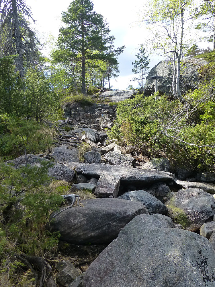 Her går vi fra en rygg til en annen. Fine naturlige trapper
