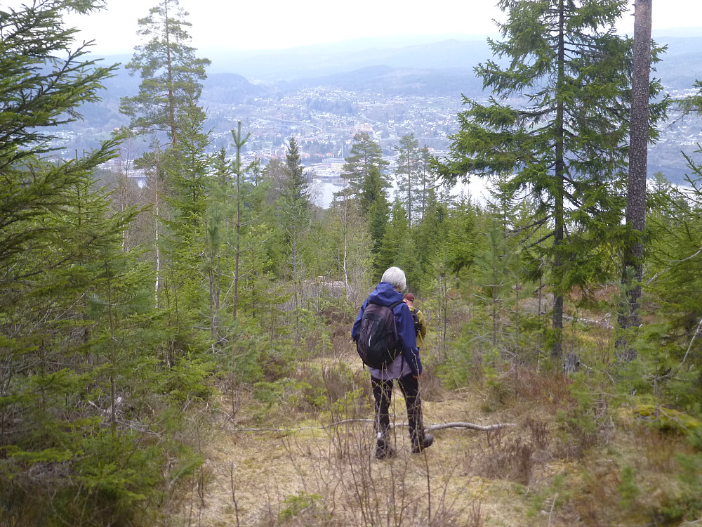 Vi har kommet ut av snøen og nå dukket utsikten over Notodden opp