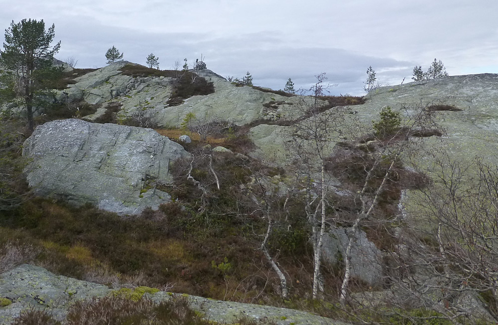 Vi ser bort på Kolltveitegga Nord i dalen mellom toppene