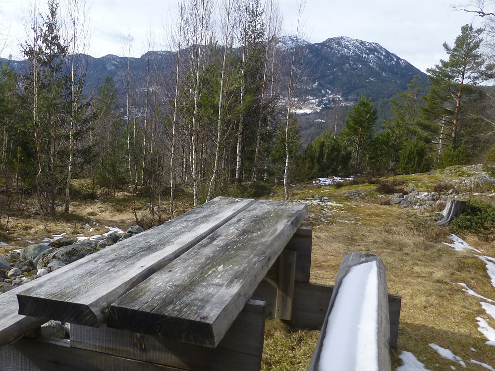 Rasteplassen ovenfor Bjørge med utsikt til Hattefjell
