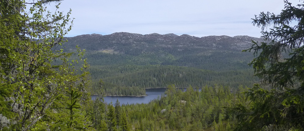 Utsikt til Hovundfjellet og Jonsli. Vi kan skimte varden på toppen.