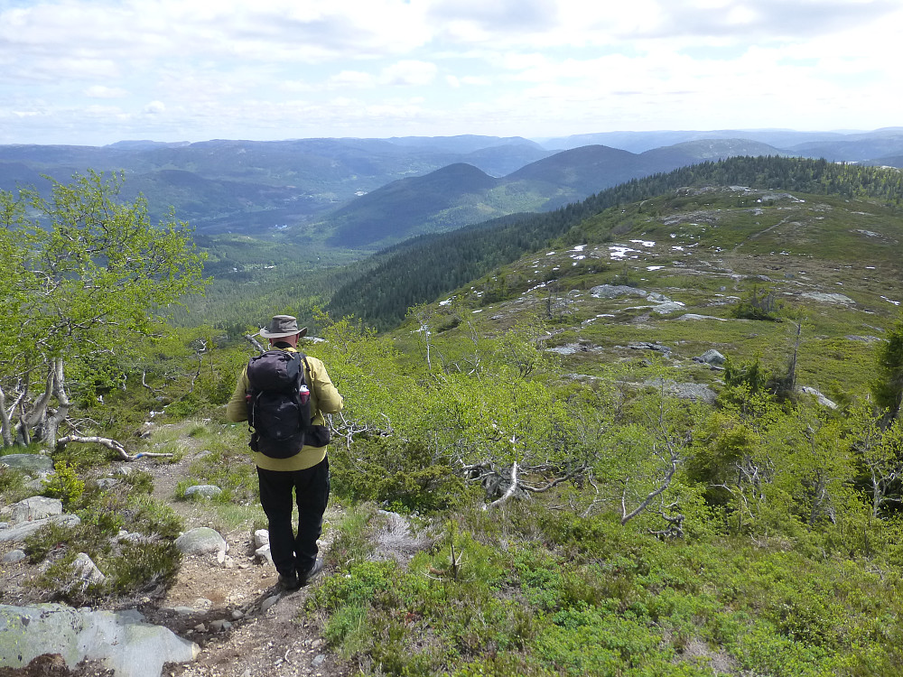 På nedtur følger vi en rygg og har fint utsikt hele vegen