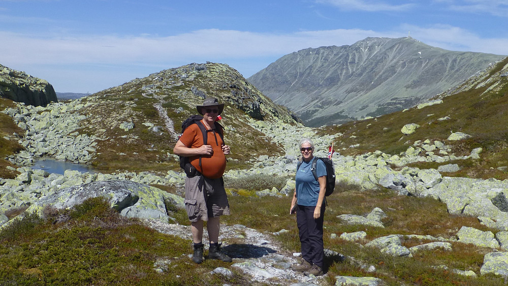 Må tur ned med utsikt til Gaustatoppen
