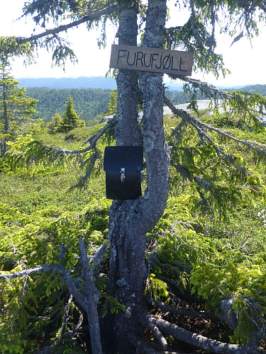Topp med kasse og bok