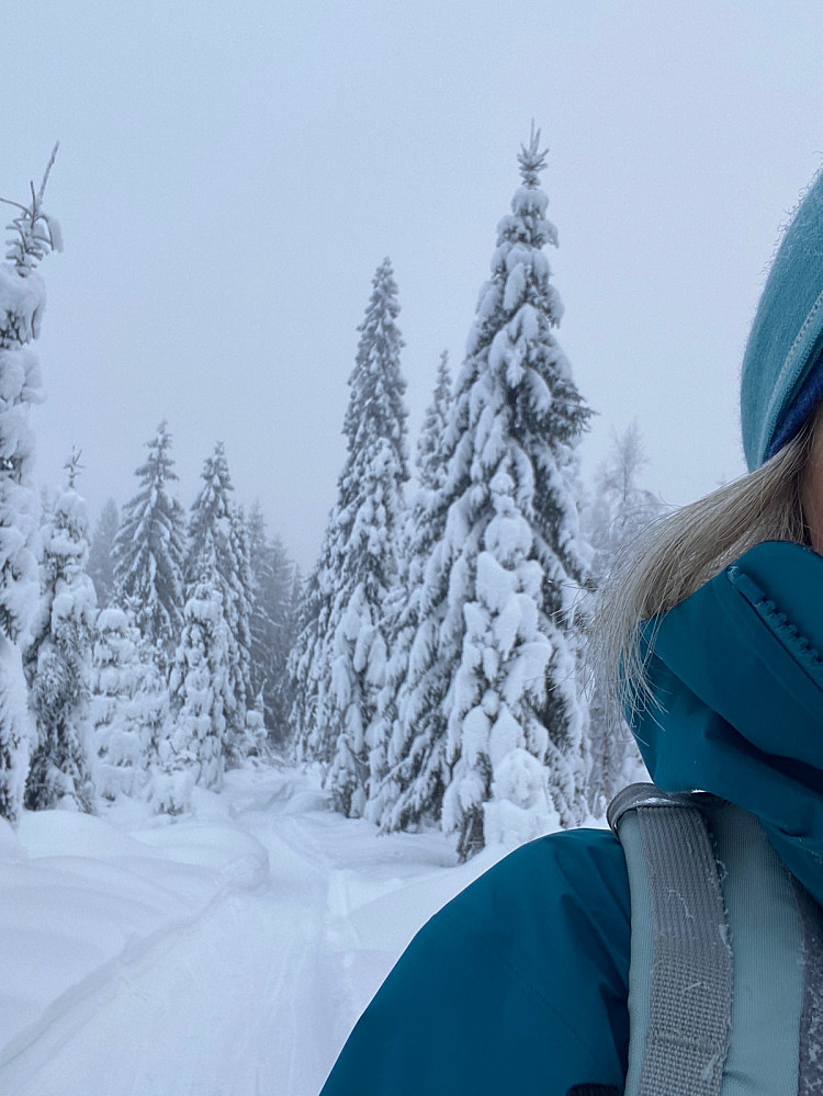 Masse snø på trærne, og OBS ny fin jakke!