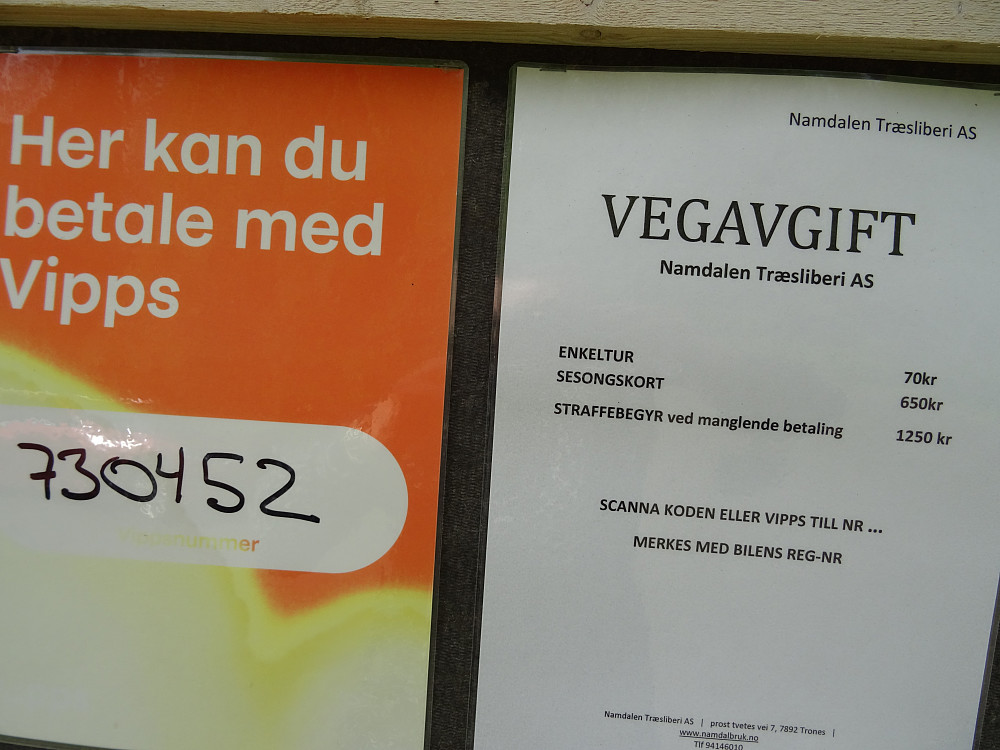 Vegavgift til parkeringsplassen på Jektheia