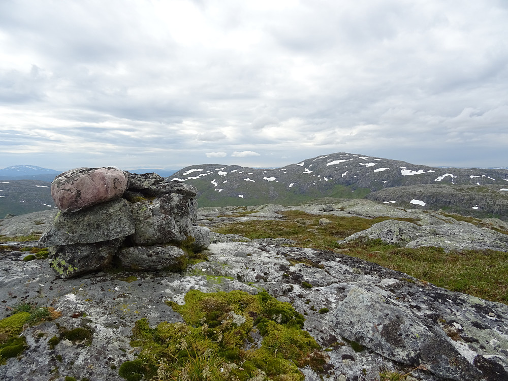 Varden på Styggdalsfjellet. Store Tromsfjellet og Onne Trompendalveje bak