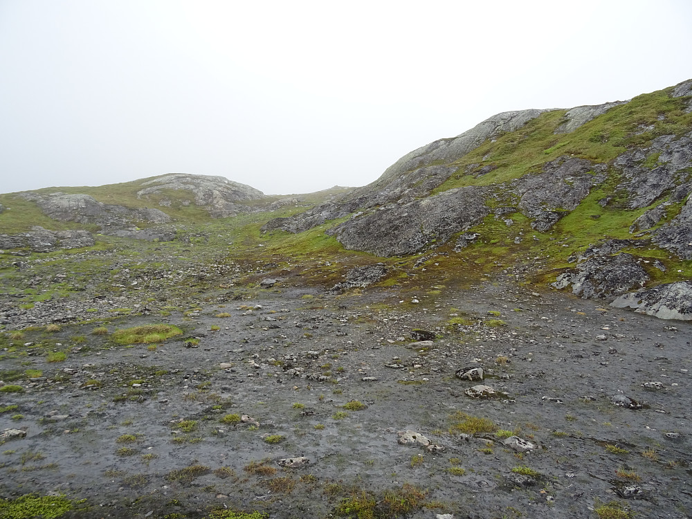 Steinørkenlignende terreng mot toppen av Jamhka