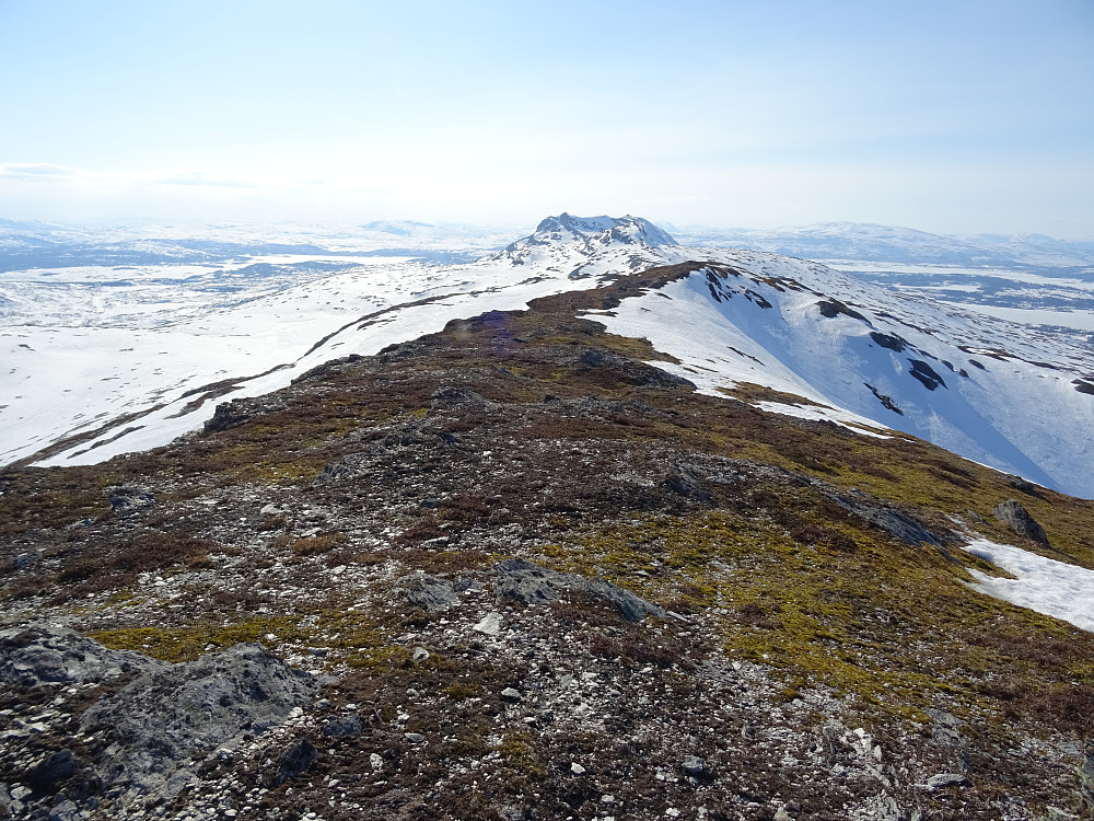Snøfri rygg fra Luvlie-Dearka i vest mot Dergaklumpen