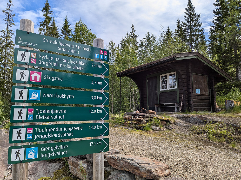 Info ved Smalvassveiens ende der stien til Børgefjell starter